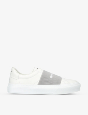 GIVENCHY GIVENCHY MEN'S WHITE/OTH CITY COURT LOGO-EMBROIDERED LEATHER LOW-TOP TRAINERS,63322799