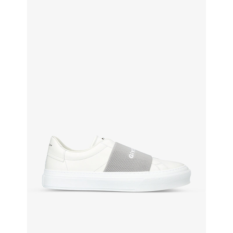 GIVENCHY GIVENCHY MEN'S WHITE/OTH CITY COURT LOGO-EMBROIDERED LEATHER LOW-TOP TRAINERS,63322799