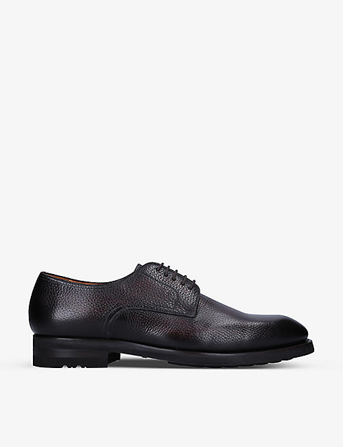 MAGNANNI: Pebbled lace-up leather Derby shoes