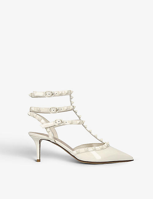 VALENTINO GARAVANI: So Noir stud-embellished patent-leather heeled courts