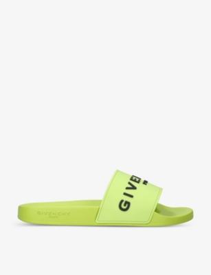 GIVENCHY GIVENCHY MEN'S YELLOW LOGO-PRINT RUBBER SLIDERS,63323352