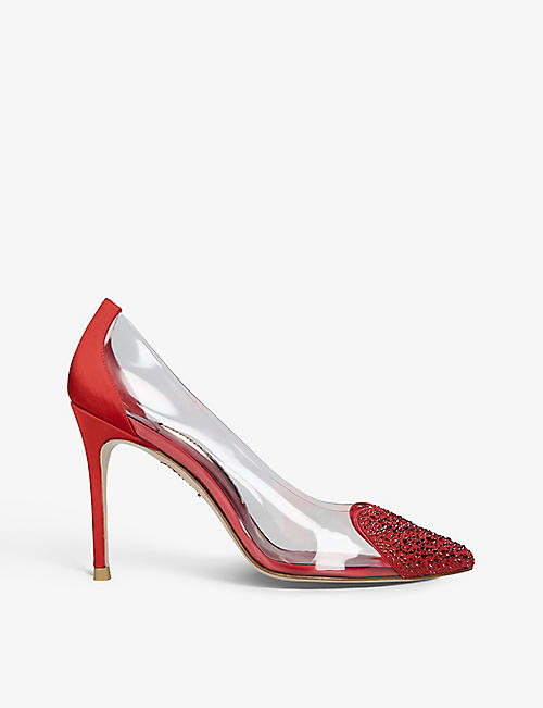 SOPHIA WEBSTER: Amora heart-embellished leather and vinyl heeled courts