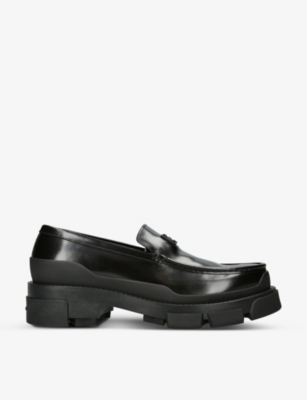 Givenchy Terra Loafers In Leather With 4g Logo Plaque In Black