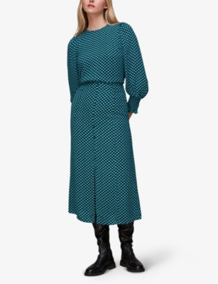 Star check-print A-line viscose skirt