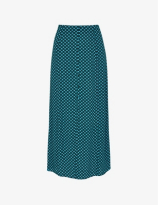 WHISTLES: Star check-print A-line viscose skirt