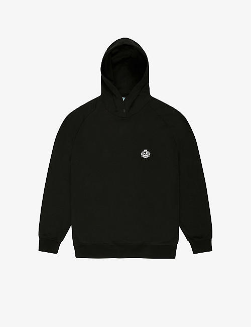 BALLY: Graphic-print logo-patch cotton hoody