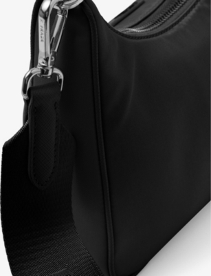 Prada Womens Black Triangle Brand-plaque Re-nylon Shoulder Bag In Black