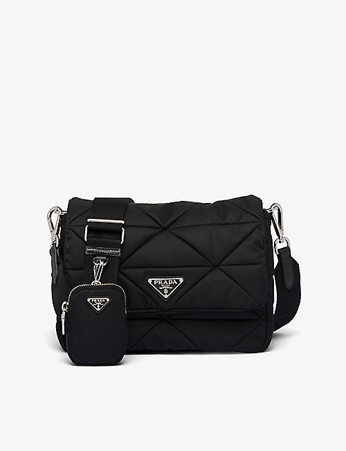 PRADA: Quilted brand-plaque recycled-nylon shoulder bag