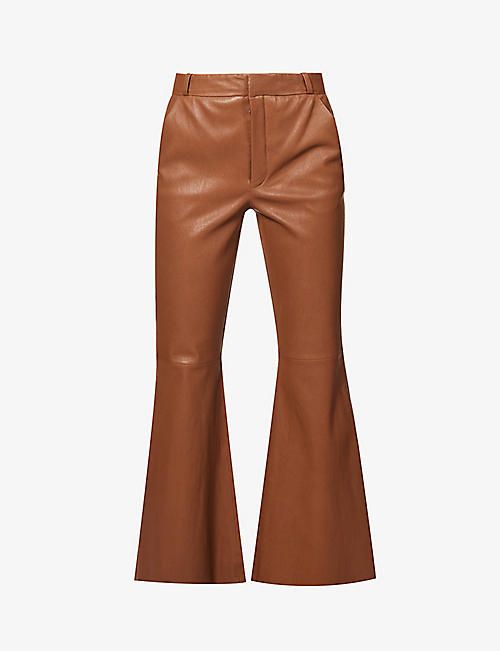 BY MALENE BIRGER: Evyn mid-rise flared-leg leather trousers