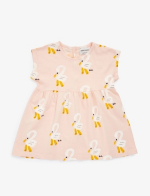 Bobo Choses Pelican-print Organic Cotton-jersey Dress 6-24 Months In Light Pink