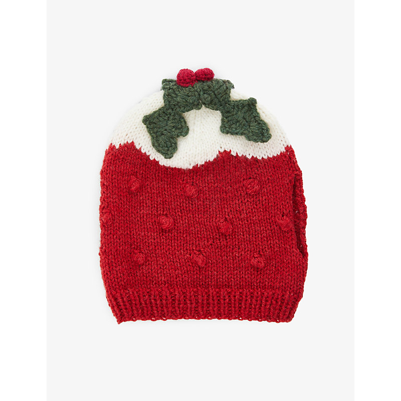 Michaela Buerger Womens Red Christmas Pudding Wool Tea Cosy