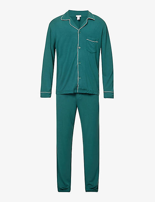 EBERJEY: William contrast-piping stretch-jersey pyjama set