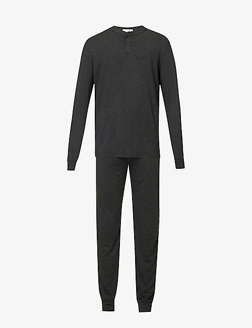 EBERJEY: Henry long-sleeved stretch-jersey pyjama set