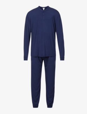 EBERJEY Henry long sleeved stretch jersey pyjama set