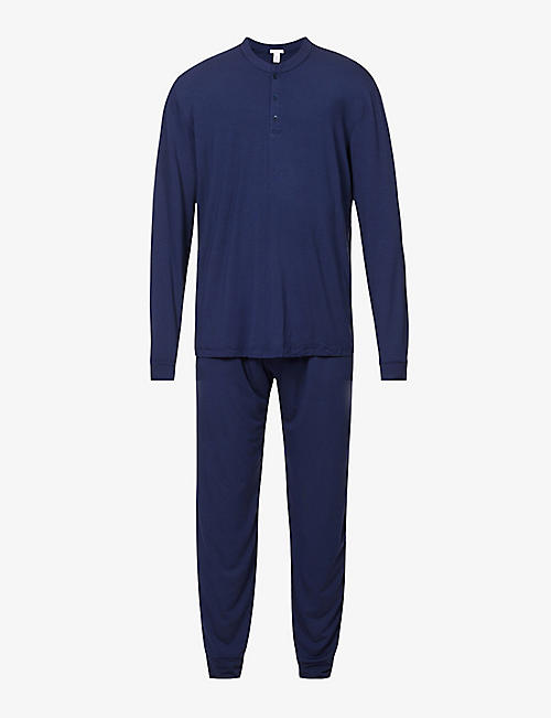 EBERJEY: Henry long-sleeved stretch-jersey pyjama set