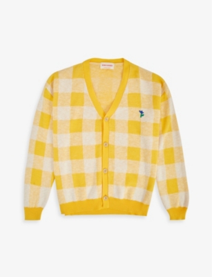 BOBO CHOSES BOBO CHOSES GIRLS YELLOW KIDS VICHY GINGHAM COTTON-KNIT CARDIGAN 4-13 YEARS,63339285