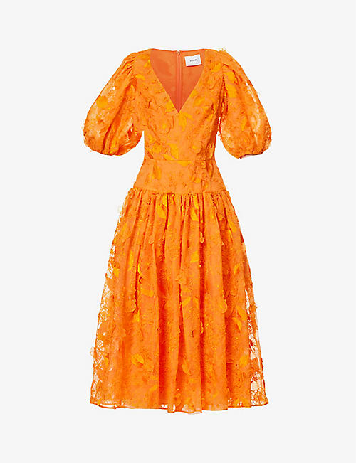 ERDEM: Leonida floral-embroidered silk midi dress