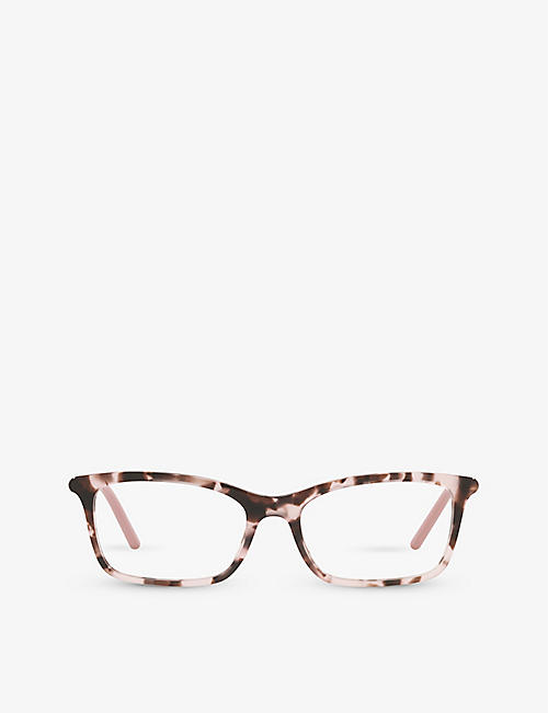 PRADA: PR 16WV tortoiseshell rectangle-frame acetate optical glasses