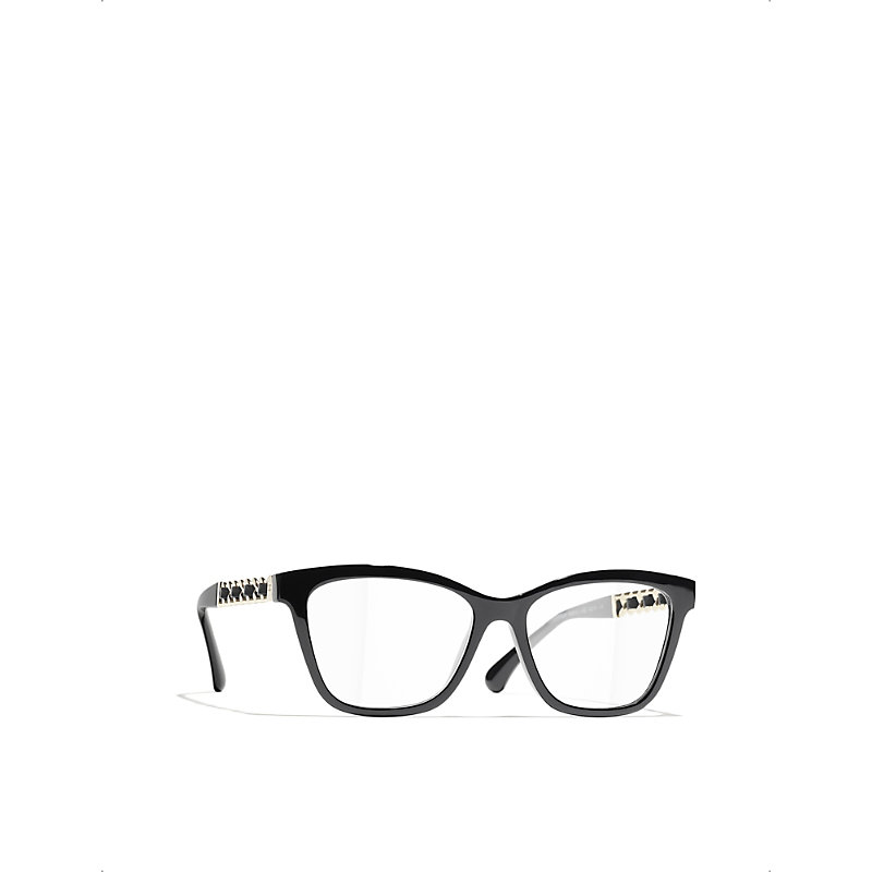 Pre-owned Chanel Womens Black Ch3429q Pillow-frame Acetate Glasses