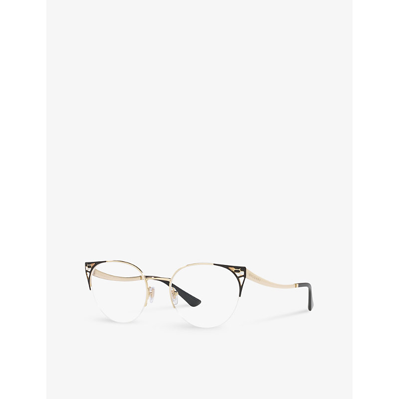 Shop Bvlgari Bv2243 Cat-eye Steel Glasses In Black