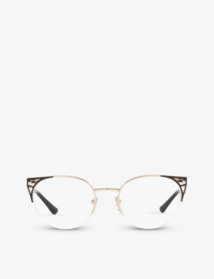 BVLGARI: BV2243 cat-eye steel glasses
