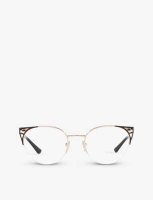 Bvlgari Bv2243 Cat-eye Steel Glasses In Black