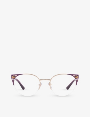 Bvlgari Bv2243 Phantos-frame Steel Glasses In Purple