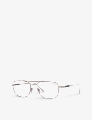 Shop Tom Ford Womens  Ft5848 Private Collection Aviator-frame Metal Optical Glasses In Silver