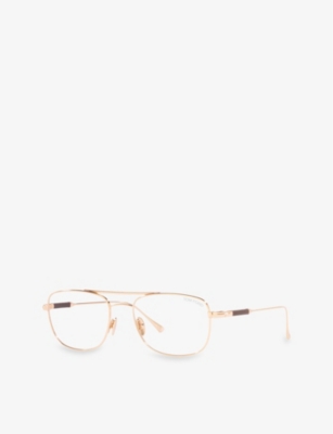Shop Tom Ford Women's Gold Ft5848 Private Collection Aviator-frame Metal Optical Glasses