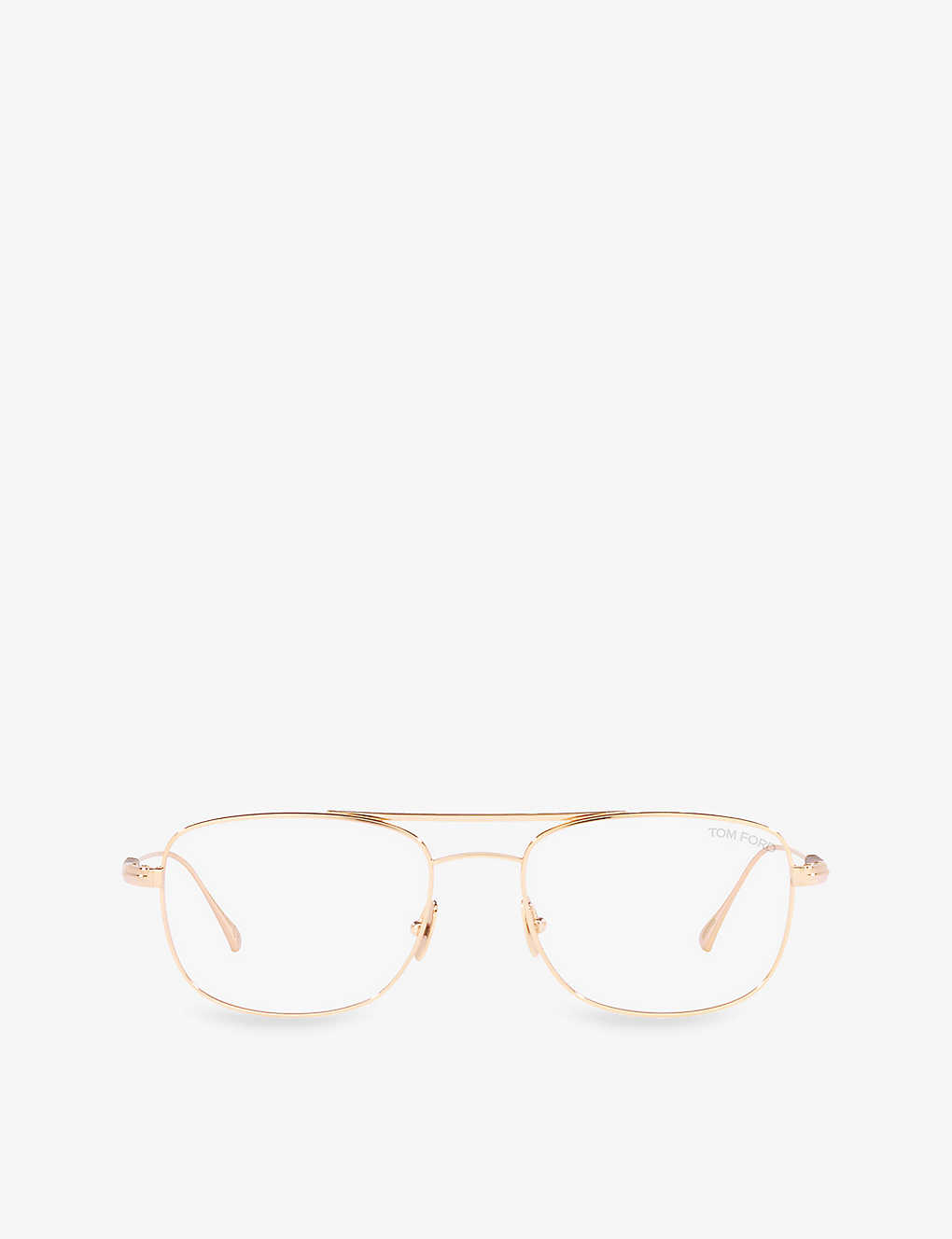 Tom Ford Womens Gold Ft5848 Private Collection Aviator-frame Metal Optical Glasses