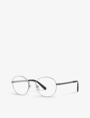 Shop Bvlgari Bv1119 Round-frame Metal Glasses In Grey