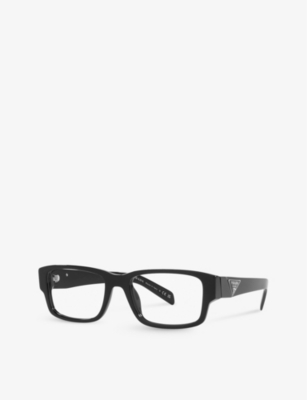 Shop Prada Women's Black Pr 07zv Rectangle-frame Acetate Optical Glasses