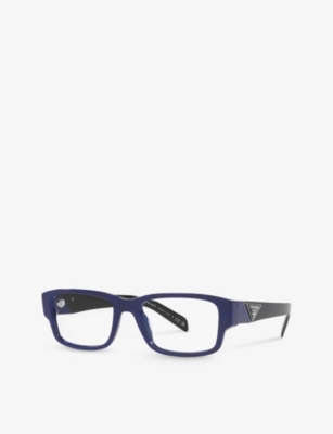 Shop Prada Women's Blue Pr 07zv Rectangle-frame Acetate Optical Glasses