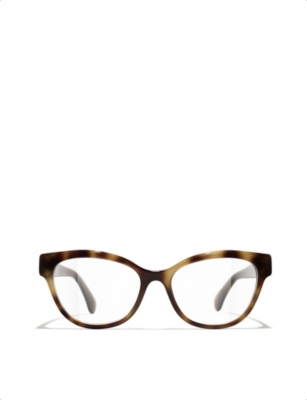 Pre-owned Chanel Womens Brown Ch3440h Cat-eye Acetate Glasses