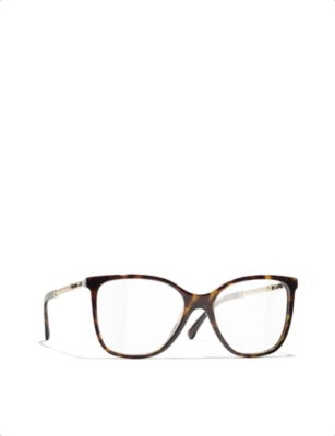 Pre-owned Chanel Womens Brown Ch3441qh Tortoiseshell Square-frame Acetate Glasses