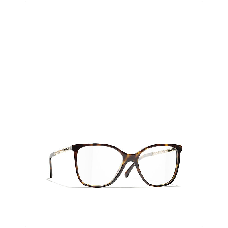 Pre-owned Chanel Womens Brown Ch3441qh Tortoiseshell Square-frame Acetate Glasses