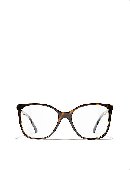 CHANEL: CH3441QH tortoiseshell square-frame acetate glasses