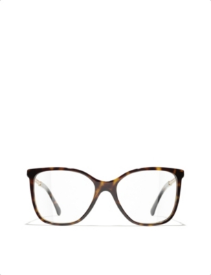 Pre-owned Chanel Womens Brown Ch3441qh Tortoiseshell Square-frame Acetate Glasses