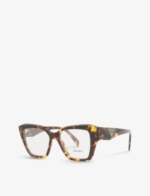 Prada Womens Brown Pr 09zv Tortoiseshell-effect Square-frame Acetate Optical Glasses In Brown