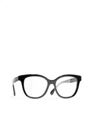 Pre-owned Chanel Womens Black Ch3442 Pillow-frame Acetate Glasses