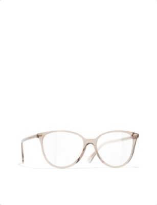 Pre-owned Chanel Womens Brown Ch3446 Oval-frame Acetate Glasses