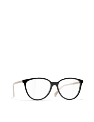 Pre-owned Chanel Womens Black Ch3446 Oval-frame Acetate Glasses