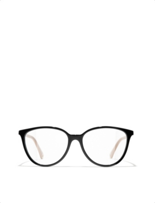Pre-owned Chanel Womens Black Ch3446 Oval-frame Acetate Glasses