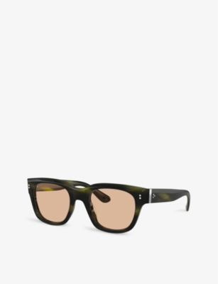 Shop Oliver Peoples Women's Green Ov5433u Shiller Striped Square-frame Acetate Sunglasses