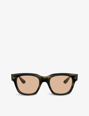 Oliver Peoples Womens Green Ov5433u Shiller Striped Square-frame Acetate Sunglasses