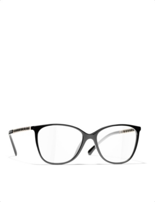 Pre-owned Chanel Womens Black Ch3408q Rectangle-frame Acetate Glasses