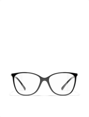 Pre-owned Chanel Womens Black Ch3408q Rectangle-frame Acetate Glasses