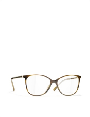 Pre-owned Chanel Womens Brown Ch3408q Tortoiseshell Rectangle-frame Acetate Glasses