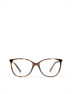 Pre-owned Chanel Womens Brown Ch3408q Tortoiseshell Rectangle-frame Acetate Glasses