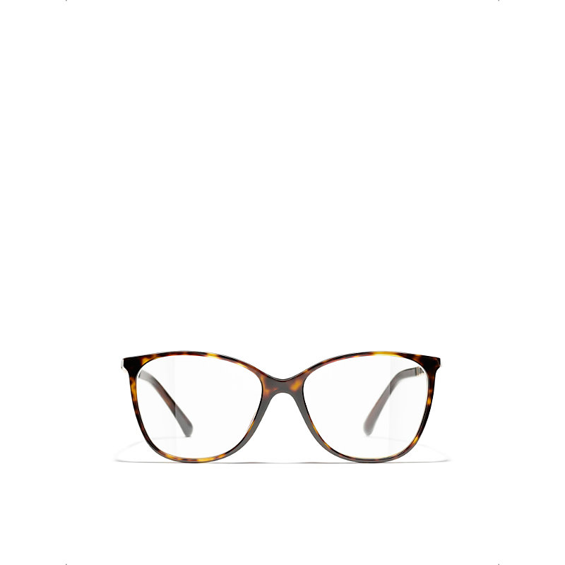 Pre-owned Chanel Womens Brown Ch3408q Tortoiseshell Rectangle-frame Acetate Glasses